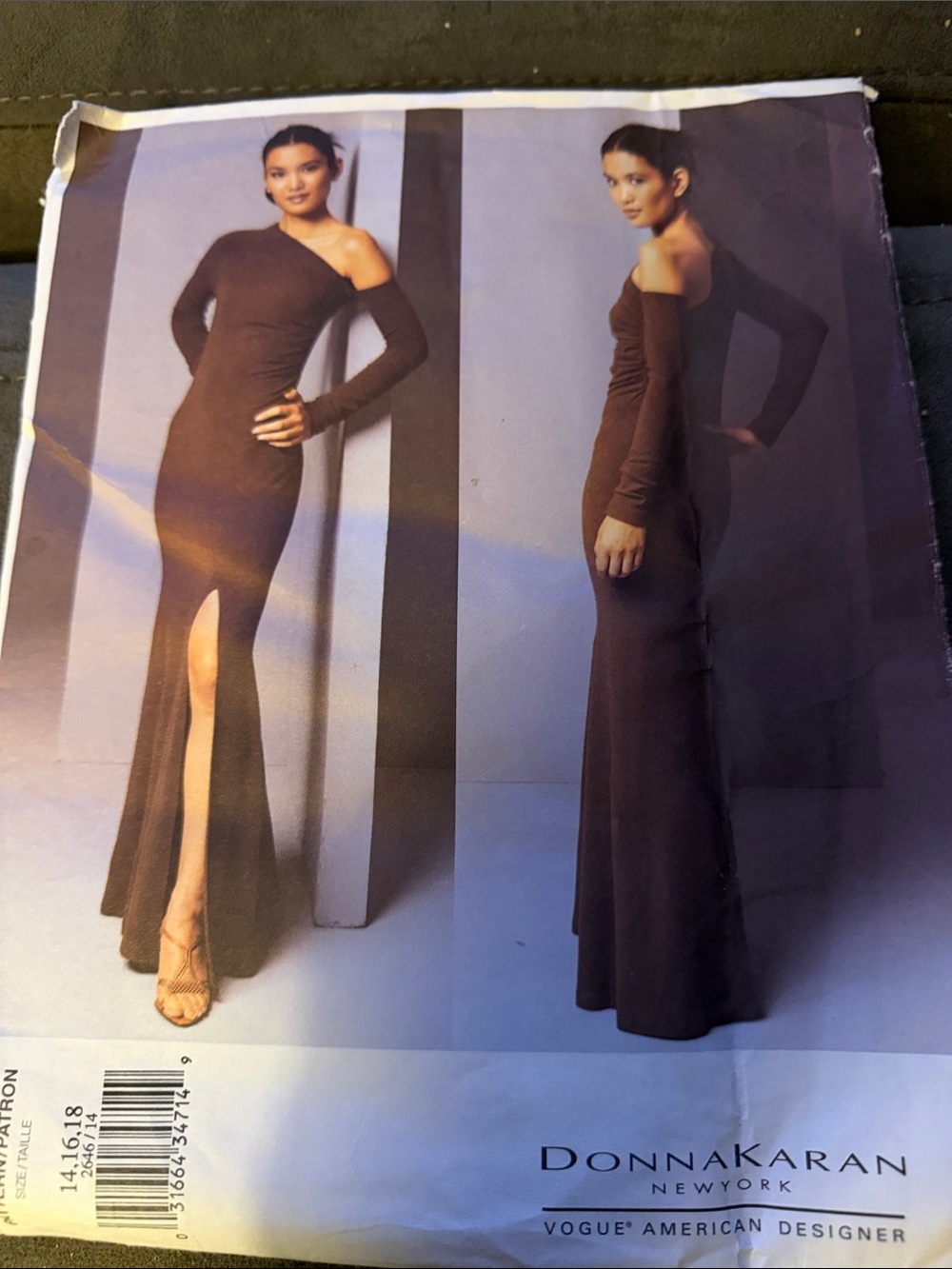 Vogue Brown One-Shoulder Evening Gown Pattern by Vogue